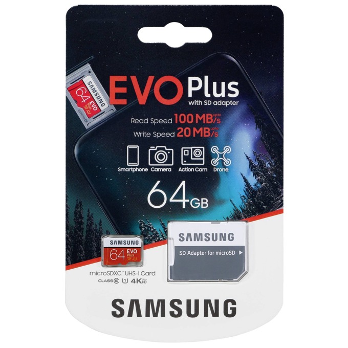 Карта памет 64GB microSDXC с адаптер, Samsung EVO+